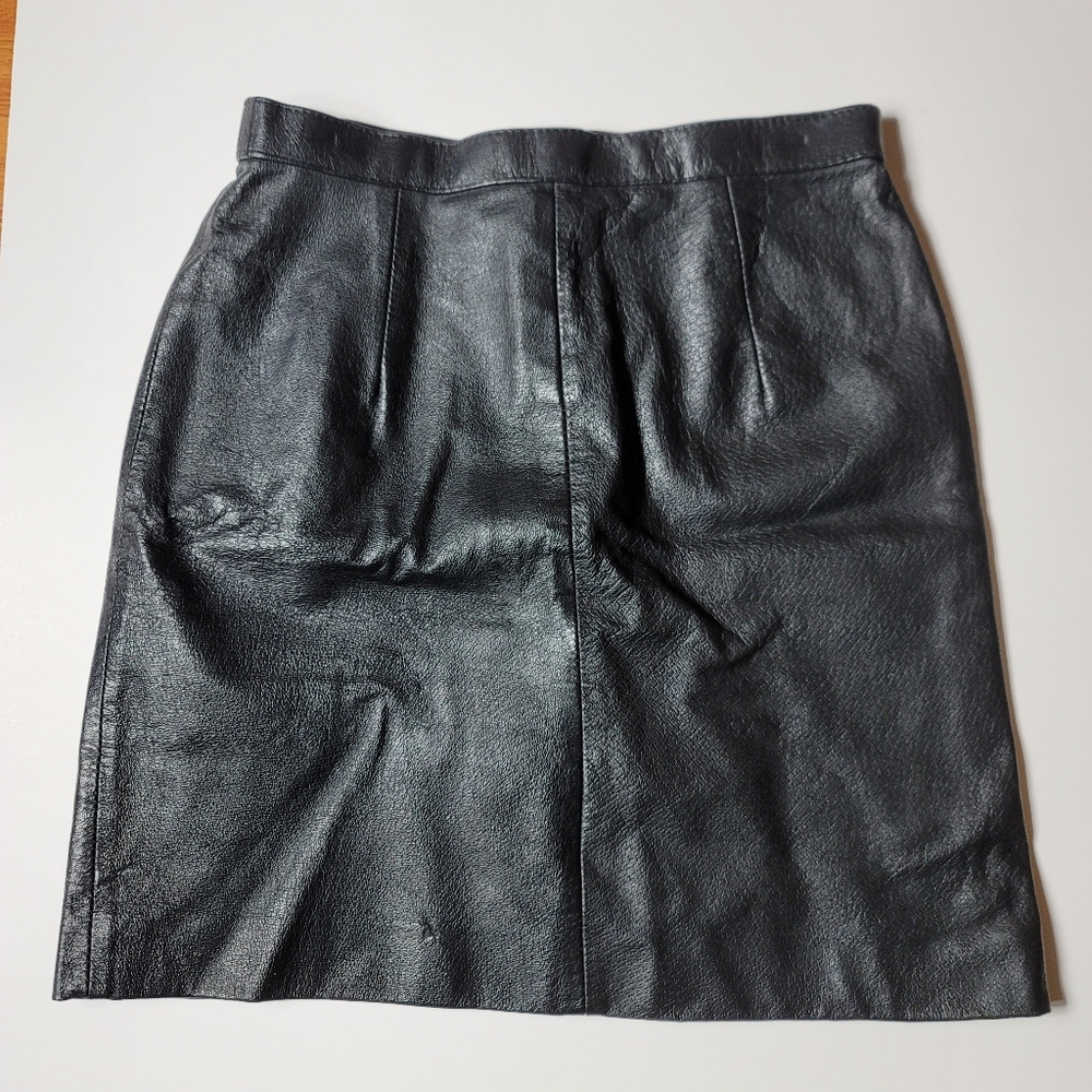 VTG Genuine Leather Mini Skirt, Size Small Biker Moto 90s Vintage - Picture 3 of 9